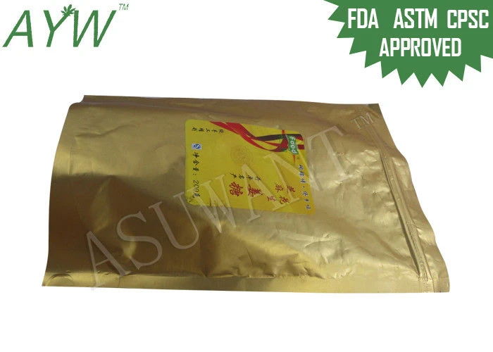 Moisture Proof Resealable Foil Bags Gold Zip Lock Doypack 200g For Food Ginger Candy