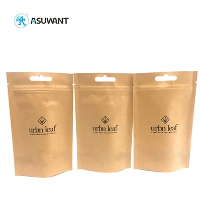 Multi Purpose Kraftpapier Druckverschlussbeutel, ASTM Stand Up Kraft Coffee Bags mit Ventil