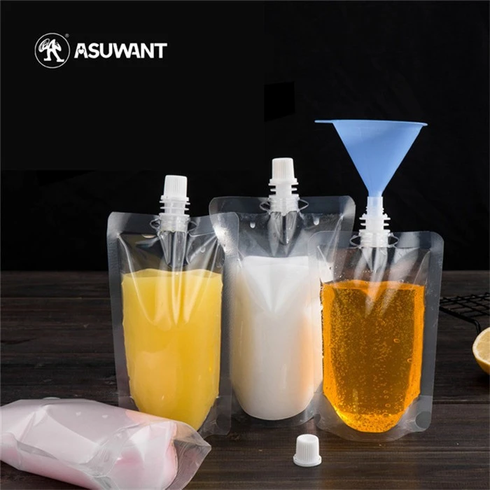 50 ml 100 ml 500 ml Wasserflüssigkeit Jucie Verpackung klarer Stand -up -Ausgabetasche für Erfrischungsgetränk Fruchtsaft