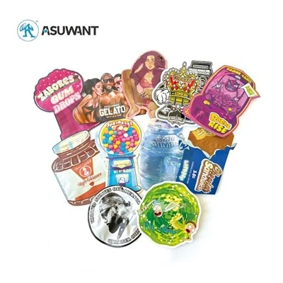 Custom bedrucktes 3,5 -g -Geruchsschutz Die geschnittenen Mylar -Taschen -Kreis Mylar -Tasche mit Druckschock
