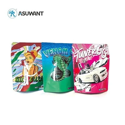Großhandeldruck wiederverschiebbarer Geruchsbeweis Stand -up -Beutelverpackung 3,5 g/7g/1oz/1lb Druckschockbeutel benutzerdefinierte gedruckte Mylar -Taschen